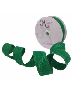 32mm Wired Edge Green Hessian