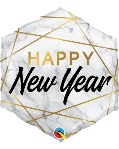 20" Hexagon New Year Marble Rectangles Qualatex