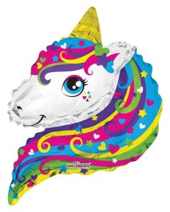 12" Unicorn Head Air-Fill Foil Balloon Unpackaged Kaleidoscope