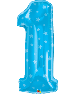 34" Blue Stars Number 1 Foil Balloon Qualatex