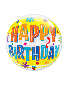22" Yellow Birthday Bubble Qualatex