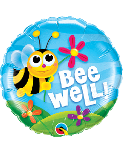 18" Blue with Bee Well Round Foil Qualatex