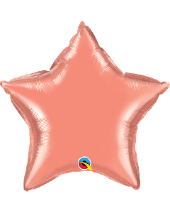 20" Coral Star Foil Balloon Unpackaged Qualatex