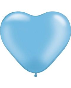 6" Pearl Azure Heart Latex Balloons 100pk Qualetex