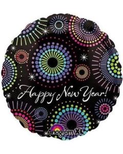 18" Happy New Year Colour Blast Round Foil Balloon Anagram