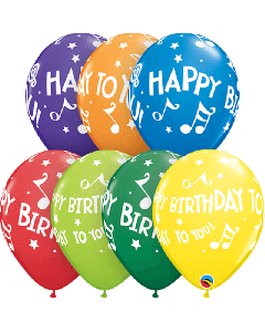 11" Carnival Mix Birthday Music Notes Latex 25pk Qualatex