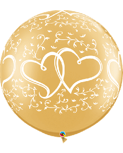 30" Gold Entwined Hearts Latex 2p Qualatex