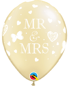 11" Pearl Ivory Mr & Mrs Latex 25pk Qualatex