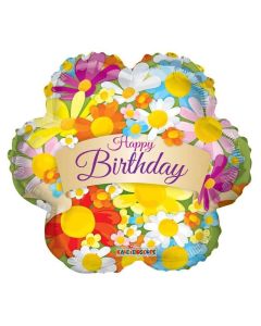 4" Happy Birthday Flowers Airfill Flat