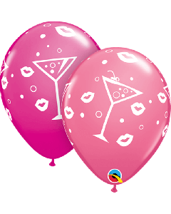 11" Wild Berry & Rose Mixed Drinks & Bubbly Latex Balloons 25pk Qualatex