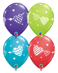 11" Banner Heart Large Helium Balloons 25pk Qualatex