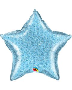 20" Light Blue Glittergraphic Star Foil Balloon Qualatex