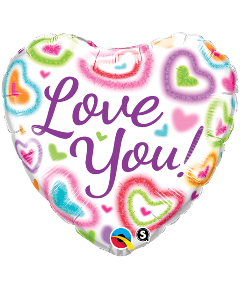 18" Love You Fuzzy Heart Foil Balloon Qualatex