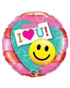 18" I Love You Smiling Face Foil Balloon Qualatex