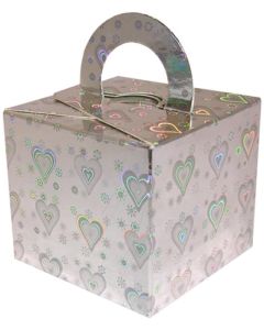Silver Holographic Heart Folded Flat Box Weight 10pk Oaktree