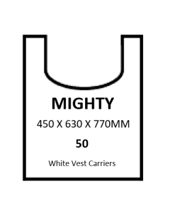 Jumbo Super Heavy Weight White Vest Carriers Pk50