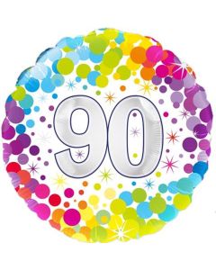 18" Age 90 Colourful Confetti Round Foil Oaktree
