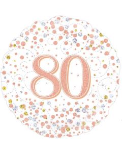 18" Age 80 Rose Gold Round Foil Oaktree
