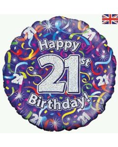 18" FOIL 21ST BIRTHDAY STREAMERS HOLOGRAPHIC - 227390/1