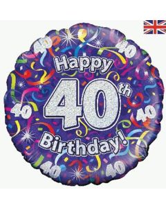 18" FOIL 40TH BIRTHDAY STREAMERS HOLOGRAPHIC - 227413/1