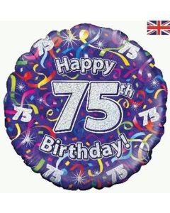 18" FOIL 75TH BIRTHDAY STREAMERS HOLOGRAPHIC - 227468/1