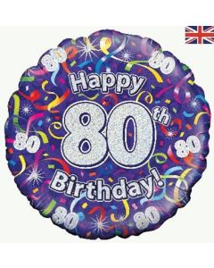 18" FOIL 80TH BIRTHDAY STREAMERS HOLOGRAPHIC - 227475/1