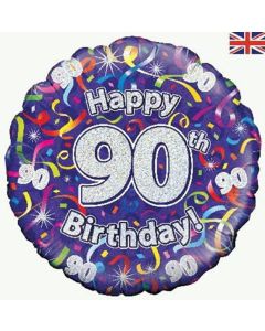 18" Age 90 Purple & Silver Round Foil Oaktree