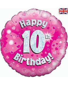 18" FOIL HAPPY 10TH BIRTHDAY PINK HOLOGRAPHIC - 227611/1