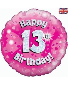 18" FOIL HAPPY 13TH BIRTHDAY PINK HOLOGRAPHIC - 227642/1