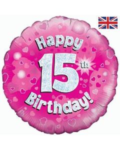 18" FOIL HAPPY 15TH BIRTHDAY PINK HOLOGRAPHIC - 227666/1