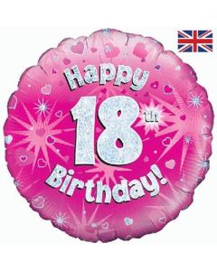 18" FOIL HAPPY 18TH BIRTHDAY PINK HOLOGRAPHIC - 227697/1