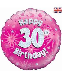 18" FOIL HAPPY 30TH BIRTHDAY PINK HOLOGRAPHIC - 227710/1