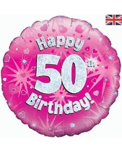 18" FOIL HAPPY 50TH BIRTHDAY PINK HOLOGRAPHIC - 227734/1