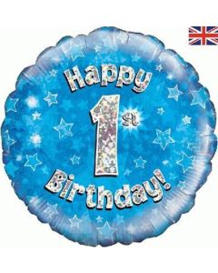 18" FOIL HAPPY 1ST BIRTHDAY BLUE HOLOGRAPHIC - 227819/1
