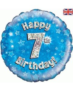 18" FOIL HAPPY 7TH BIRTHDAY BLUE HOLOGRAPHIC - 227871/1