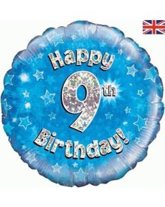 18" FOIL HAPPY 9TH BIRTHDAY BLUE HOLOGRAPHIC - 227895/1