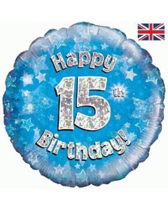 18" FOIL HAPPY 15TH BIRTHDAY BLUE HOLOGRAPHIC - 227956/1