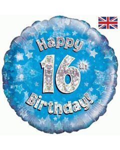18" FOIL HAPPY 16TH BIRTHDAY BLUE HOLOGRAPHIC - 227963/1