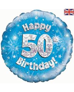18" FOIL HAPPY 50TH BIRTHDAY BLUE HOLOGRAPHIC - 228021/1