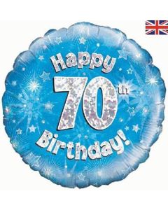 18" FOIL HAPPY 70TH BIRTHDAY BLUE HOLOGRAPHIC - 228052/1
