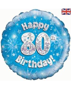 18" FOIL HAPPY 80TH BIRTHDAY BLUE HOLOGRAPHIC - 228069/1