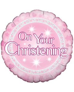 18" Pink Christening Round Foil Oaktree