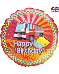 18" Red Birthday Fire Engine Round Foil Oaktree