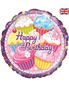 18" FOIL CUPCAKE BIRTHDAY HOLOGRAPHIC - 228373/1