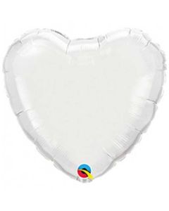 4" White Heart Air-Fill Foil Balloon Unpackaged Qualatex