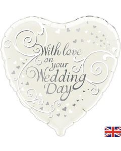 18" Ivory & White Wedding Day Heart Foil Oaktree