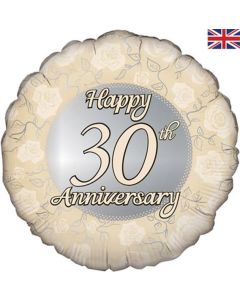 18" Pale Gold & Silver 30th Anniversary Round Foil Oaktree