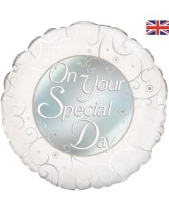 18" Ivory & Silver Special Day Round Foil Oaktree