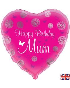 18" Pink Birthday Mum Heart Foil Oaktree