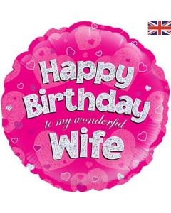 18" Pink Birthday Wife Round Foil Oaktree